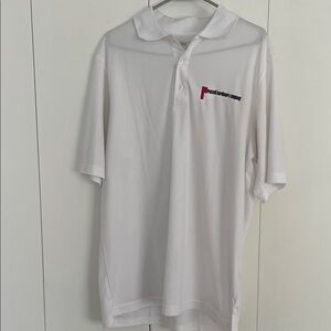 Core365 Men’s Large White Polo Golf Shirt Prussell Hardware Logo Performance